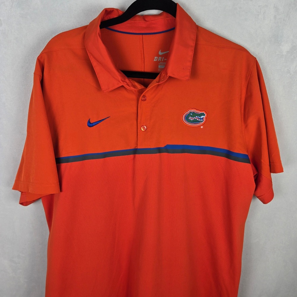 Nike UF Florida Gators Dri-FIT Polo Shirt Men's XL Orange Blue Golf Polo